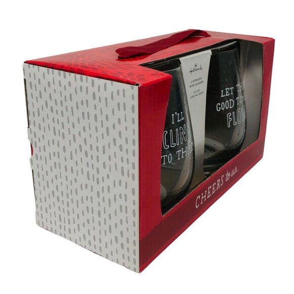 Hallmark Stemless Wine Glass Set Cheers to Us! Celebrations Good Times - Picture 3 of 5